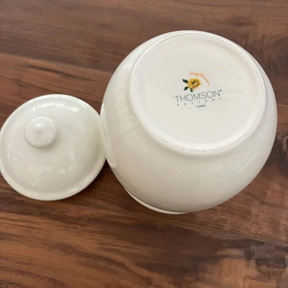Vintage Thomson Pottery Sunflower Cookie Jar Canister and Lid 8 ⅝